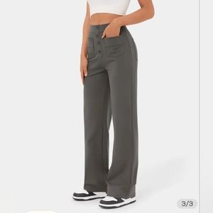 NWOT Halara Straight Leg High Waisted Button Pants - M Brushed Nickel